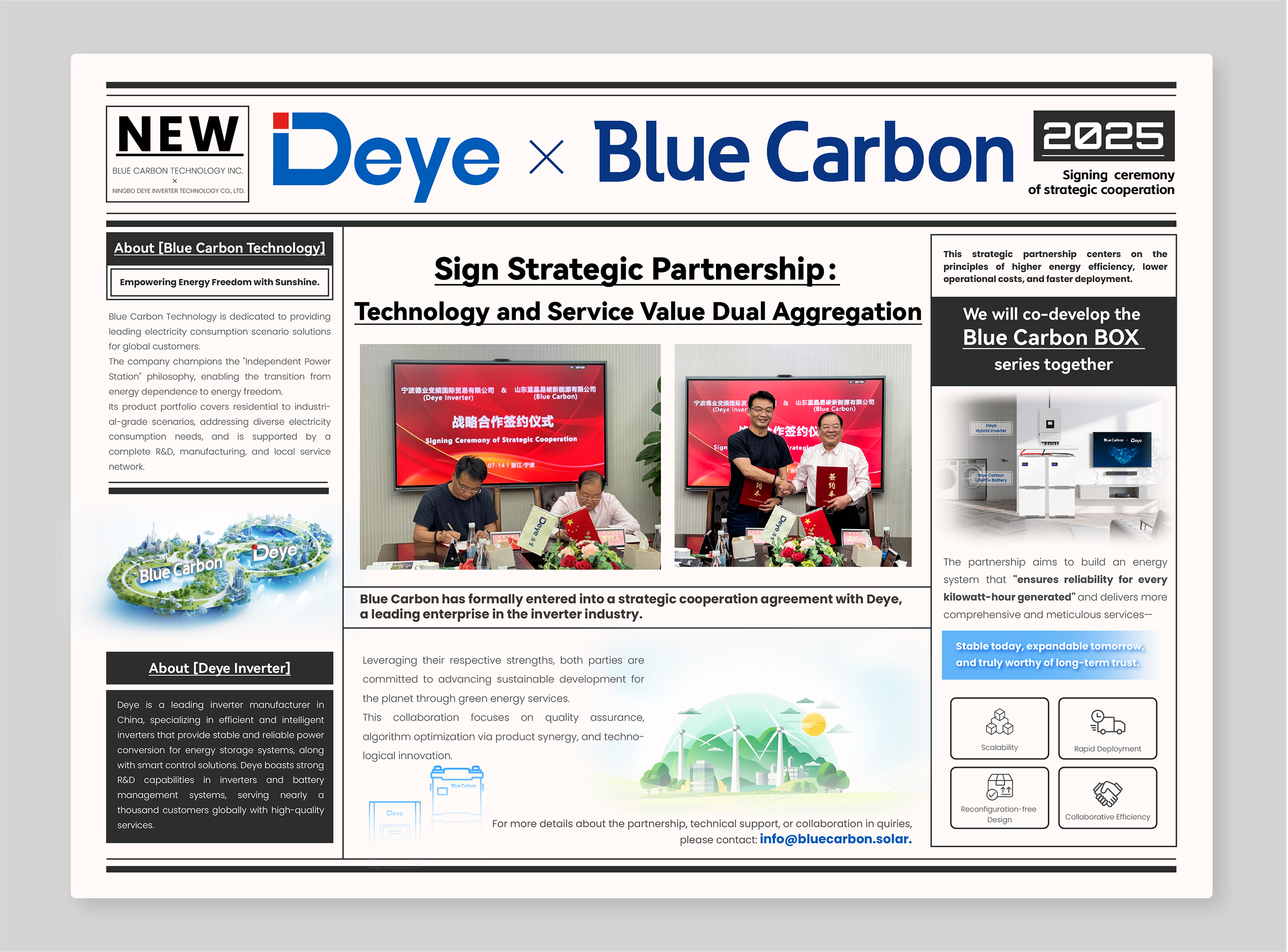 Deye y Blue Carbon Sign Partnership para desarrollar conjuntamente la 